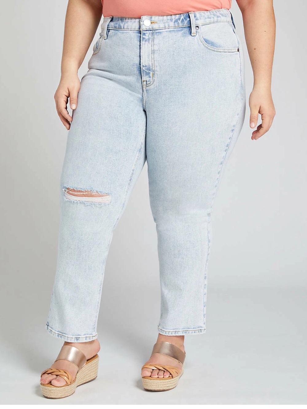 Lane Bryant flex magic waistband straight leg light wash jeans